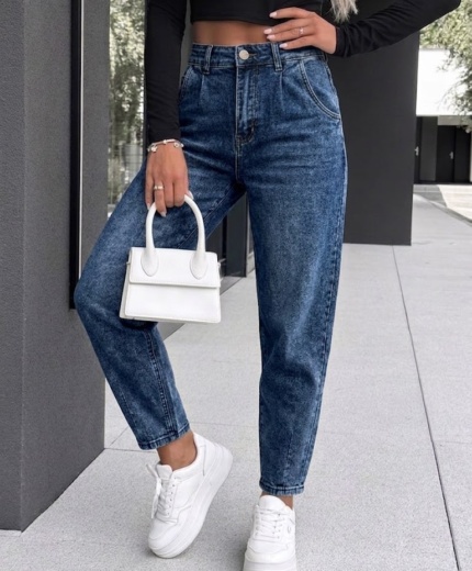 Mom Fit Hlače Rosalie Modre