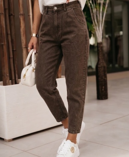 Mom Fit Hlače Rosalie Rjave